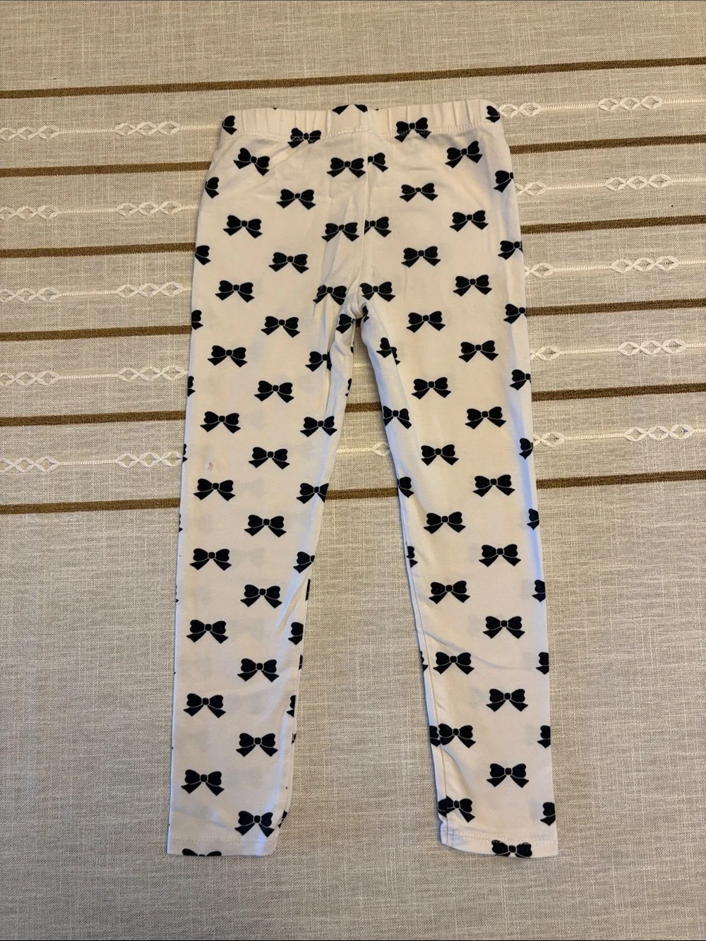 Janie and Jack White Leggings with Black Bow Print